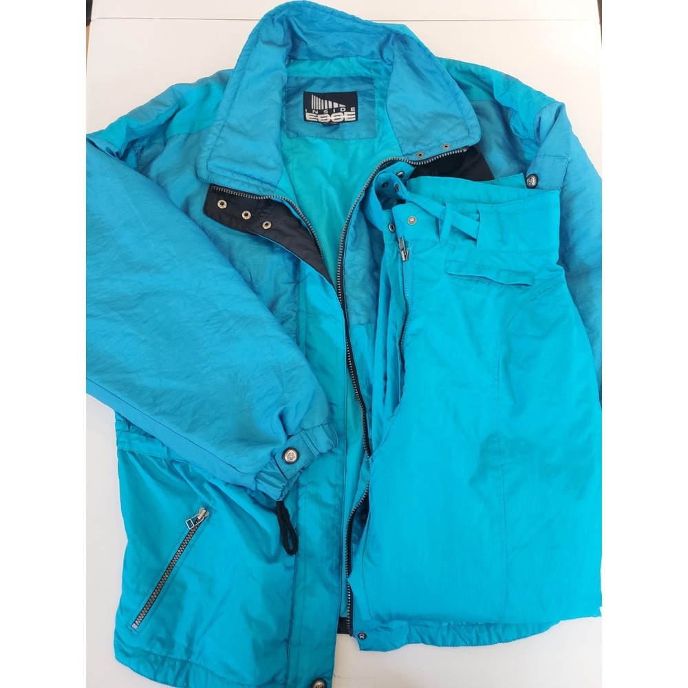 Vintage Inside Edge Womens Ski Suit Set Large Teal Jacket Pants Retro 80s 90s